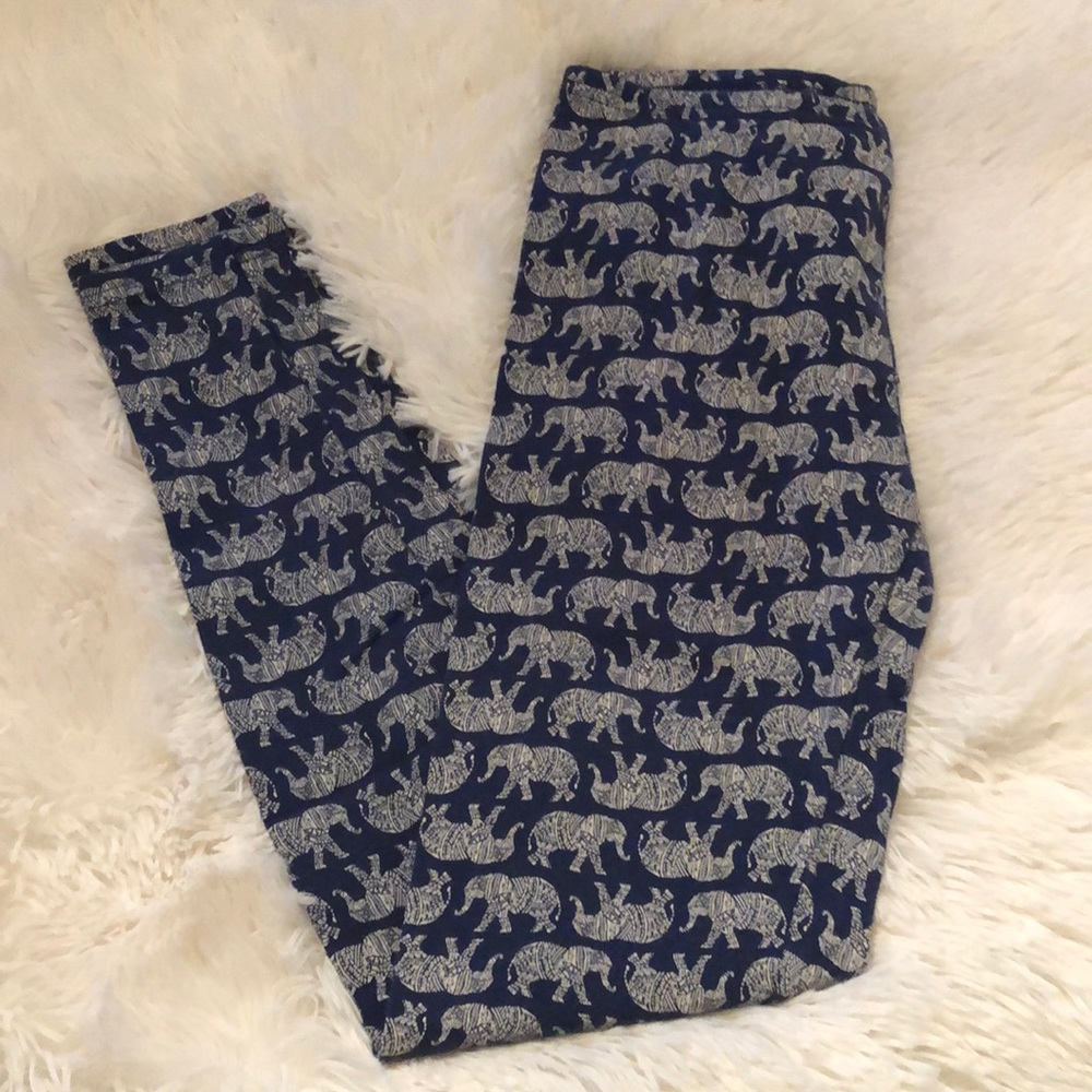 Old Navy Blue Elephant Print Leggings Size XL 14 Long
